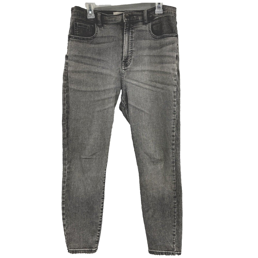 Everlane High Rise Ankle Jeans Faded Black Gray Stretch Denim Straight Size 32